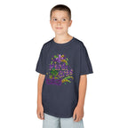 Kids Mardi Gras T-Shirt — Purple & Green Mask Design