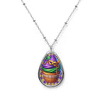 Mardi Gras Cupcake Oval Necklace — Festive Masquerade Pendant