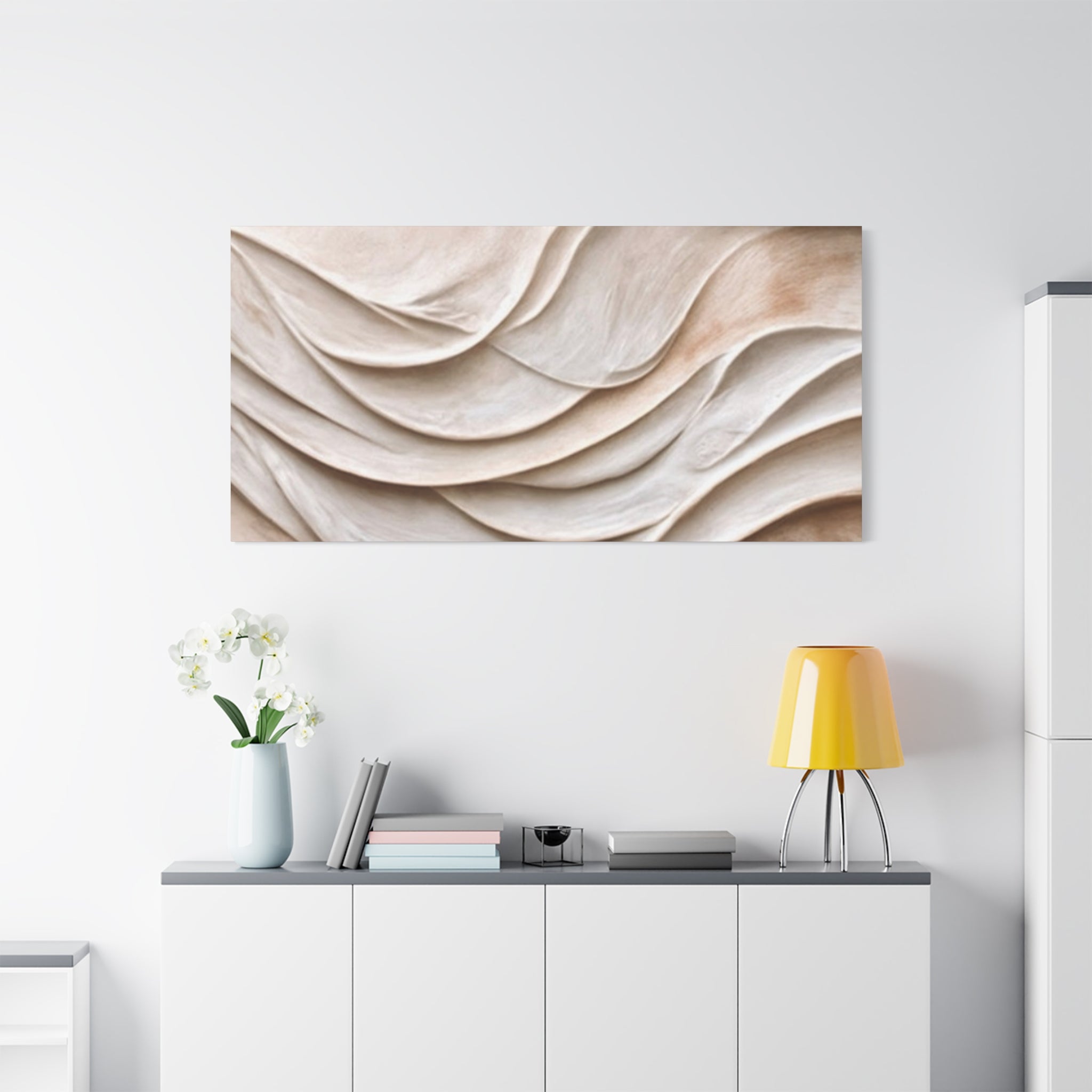 Neutral Abstract Wave Texture Matte Canvas Wall Art
