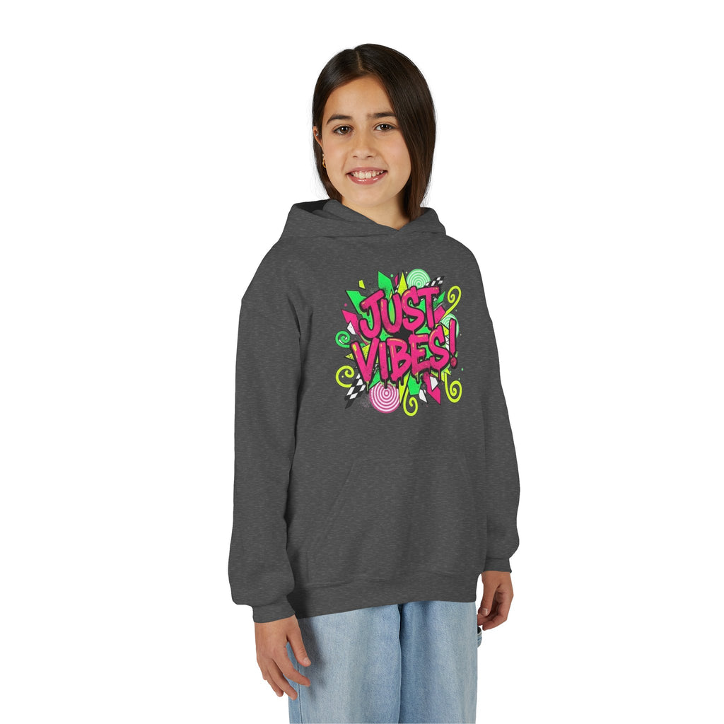 Youth Hoodie - "Just Vibes" Neon Graffiti Pullover