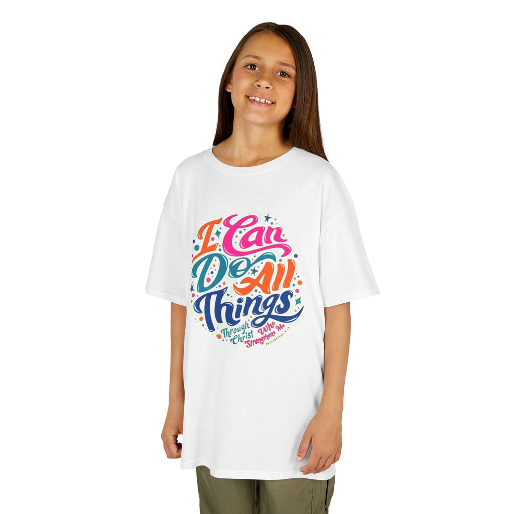 Kids T‑Shirt — "I Can Do All Things" Inspirational Rainbow Tee