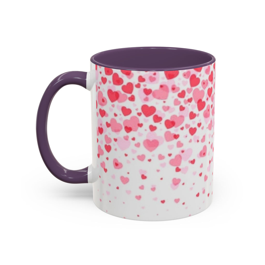 Heart Confetti Accent Coffee Mug — Pink Valentine’s Day Gift (11/15oz)
