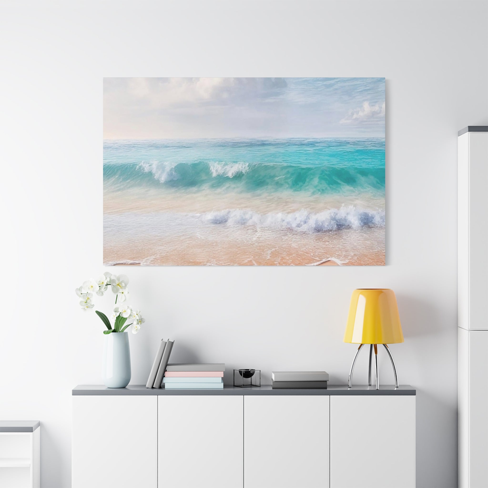 Seaside Waves Matte Canvas Print — Tranquil Beach Wall Art, Stretched 1.25"