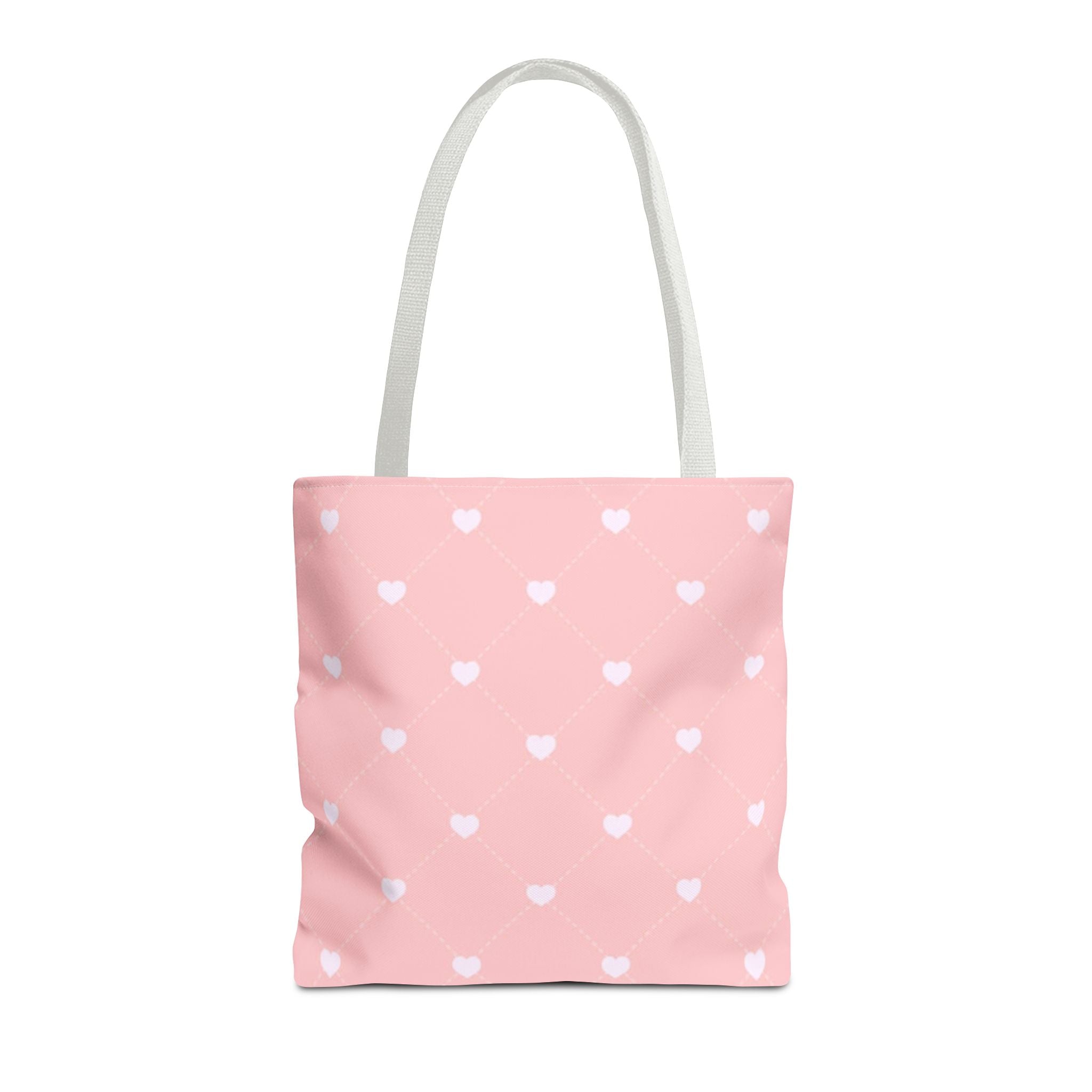 Pink Heart Pattern Tote Bag — Cute Pink AOP Shopper for Everyday Use