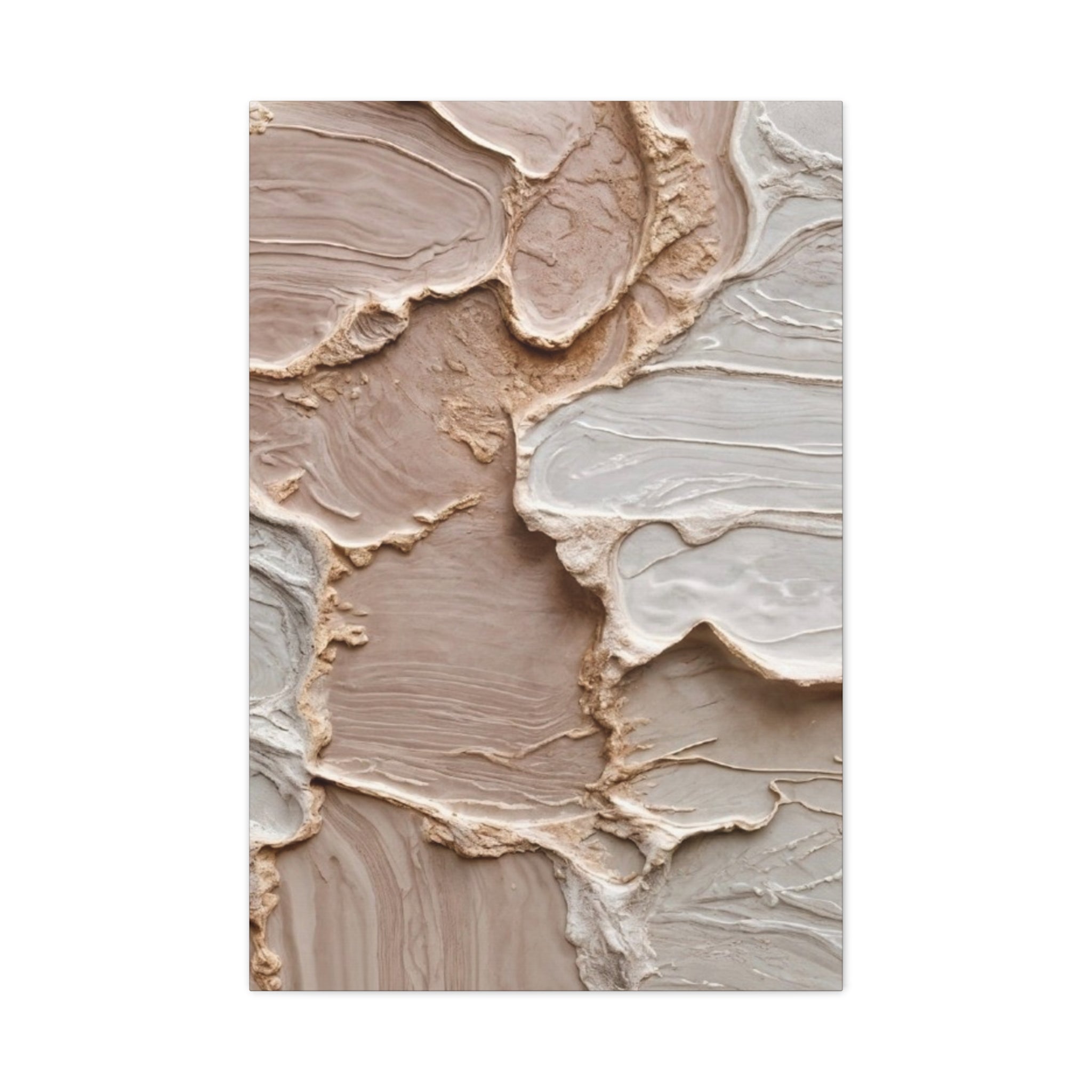 Neutral Textured Abstract Canvas Print — Beige & Cream Wall Art, Matte Stretched 1.25"