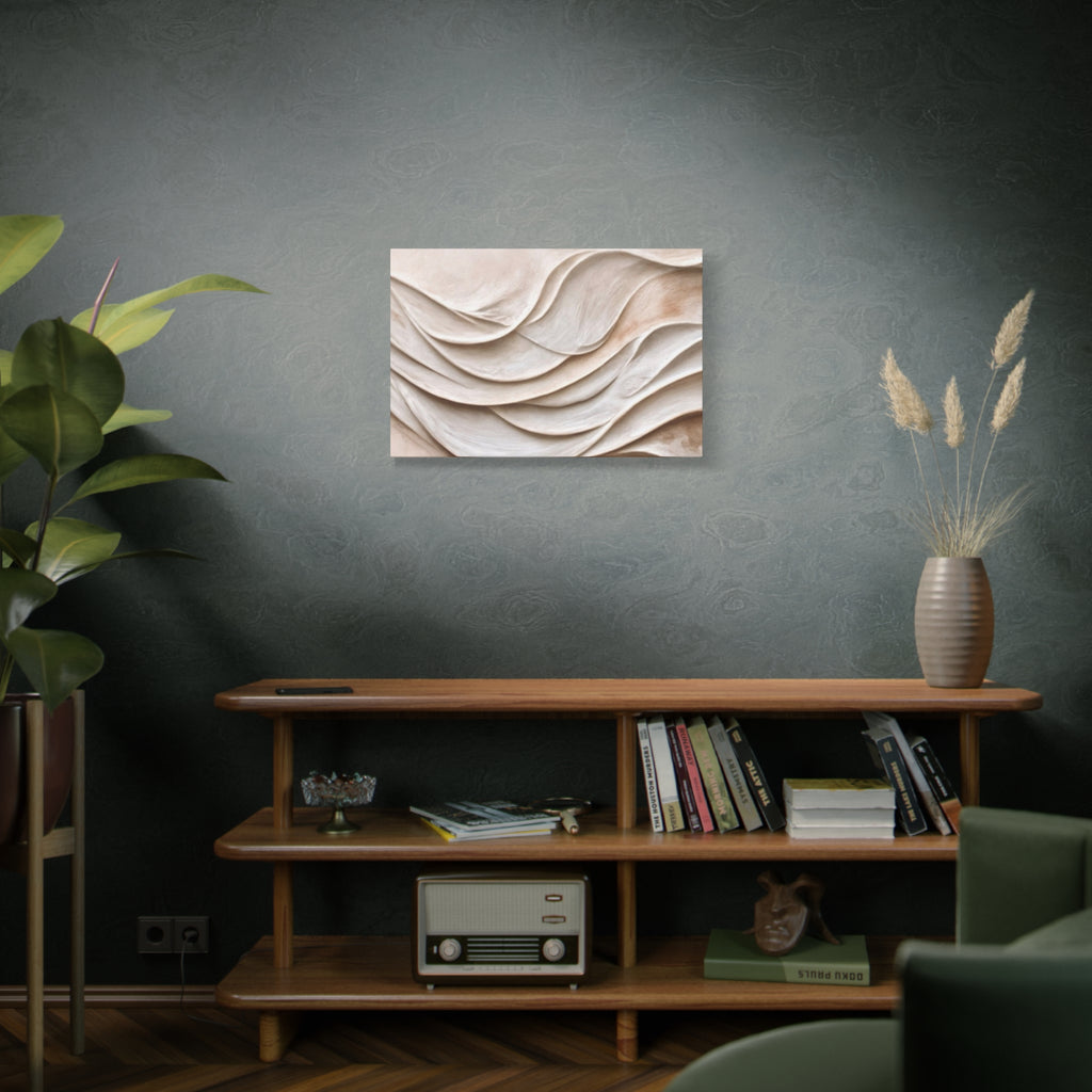 Neutral Abstract Wave Texture Matte Canvas Wall Art