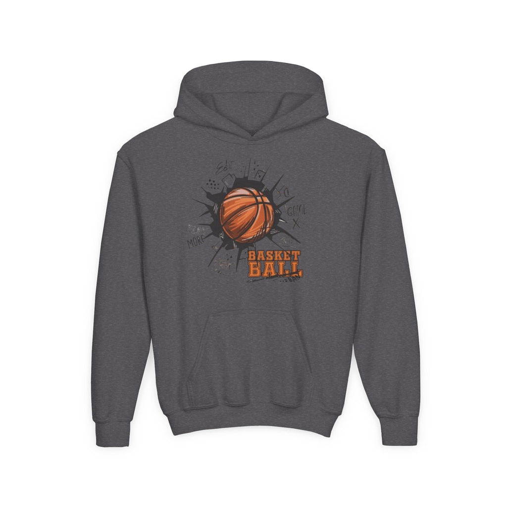 Youth Basketball Hoodie – "Basket Ball" Graphic Pullover for Kids