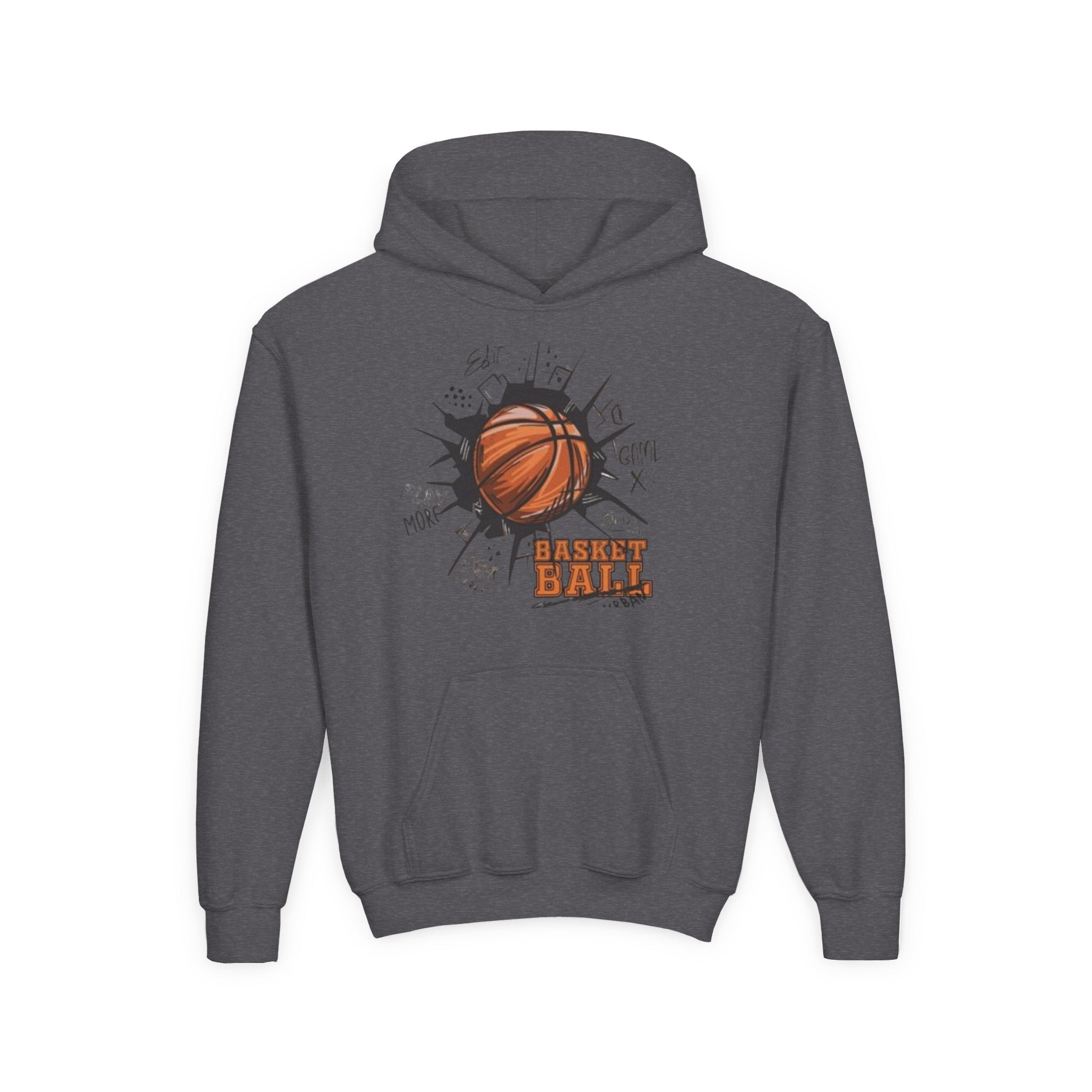 Youth Basketball Hoodie – "Basket Ball" Graphic Pullover for Kids