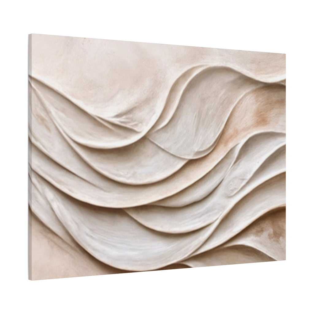 Neutral Abstract Wave Texture Matte Canvas Wall Art