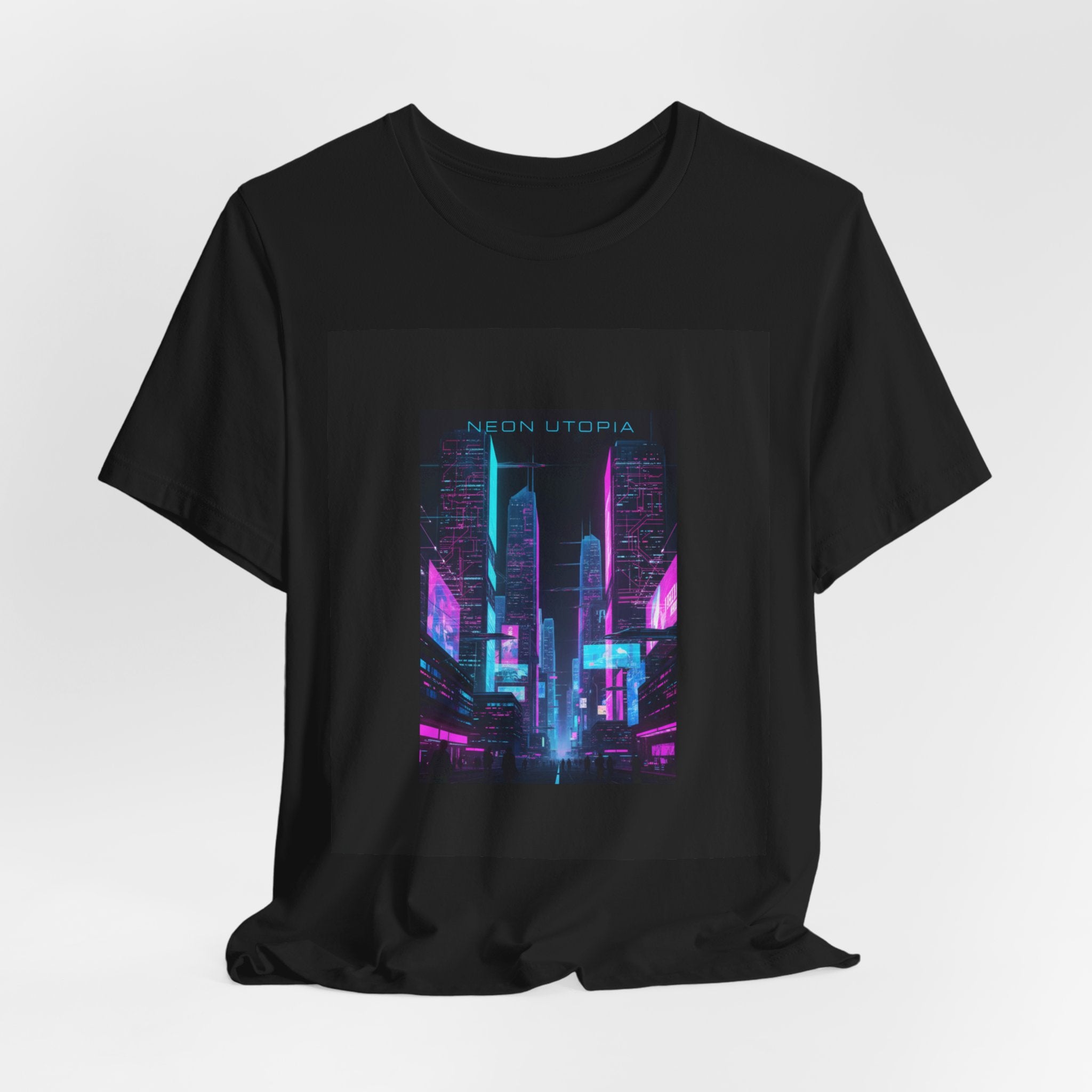 Neon Cyberpunk Skyline Tee | synthwave cityscape, futuristic neon aesthetic