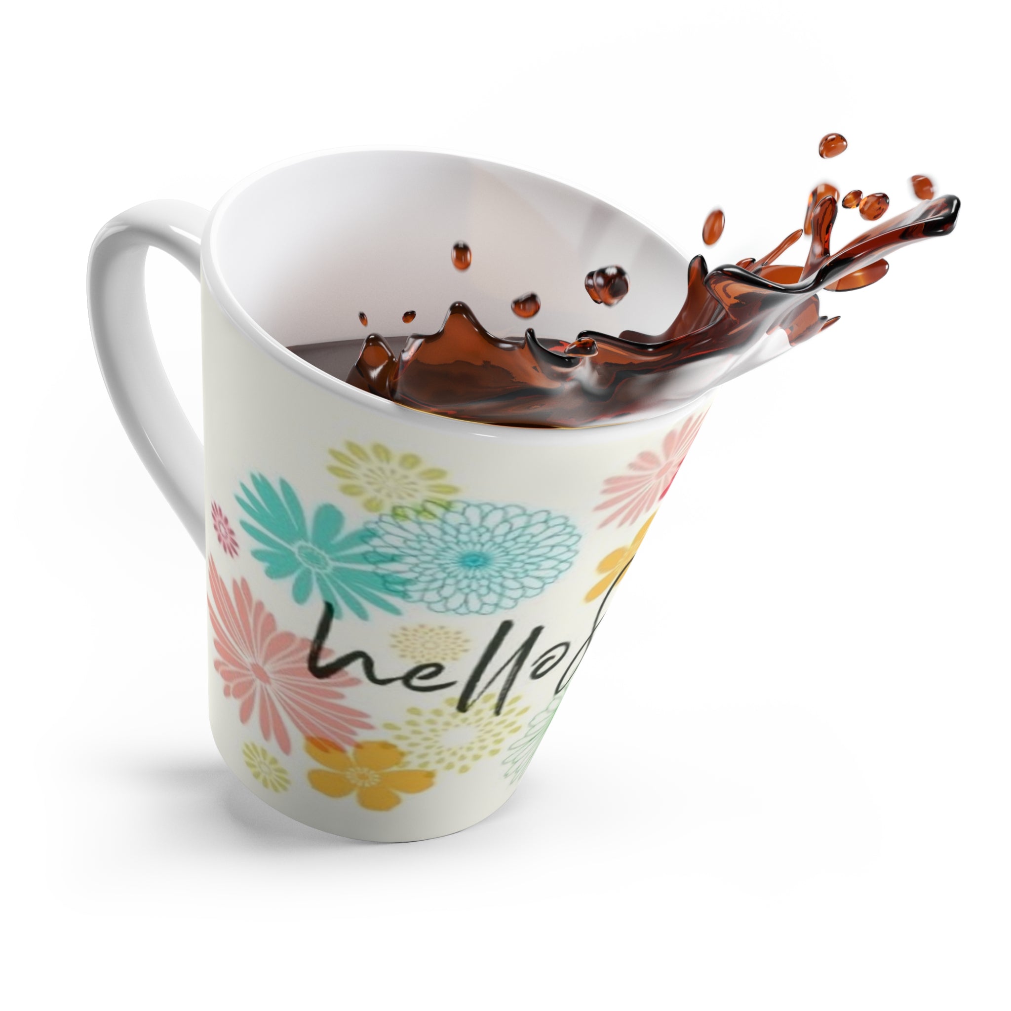 Hello Spring Latte Mug — Floral Pastel Coffee Cup, Garden-Inspired Gift