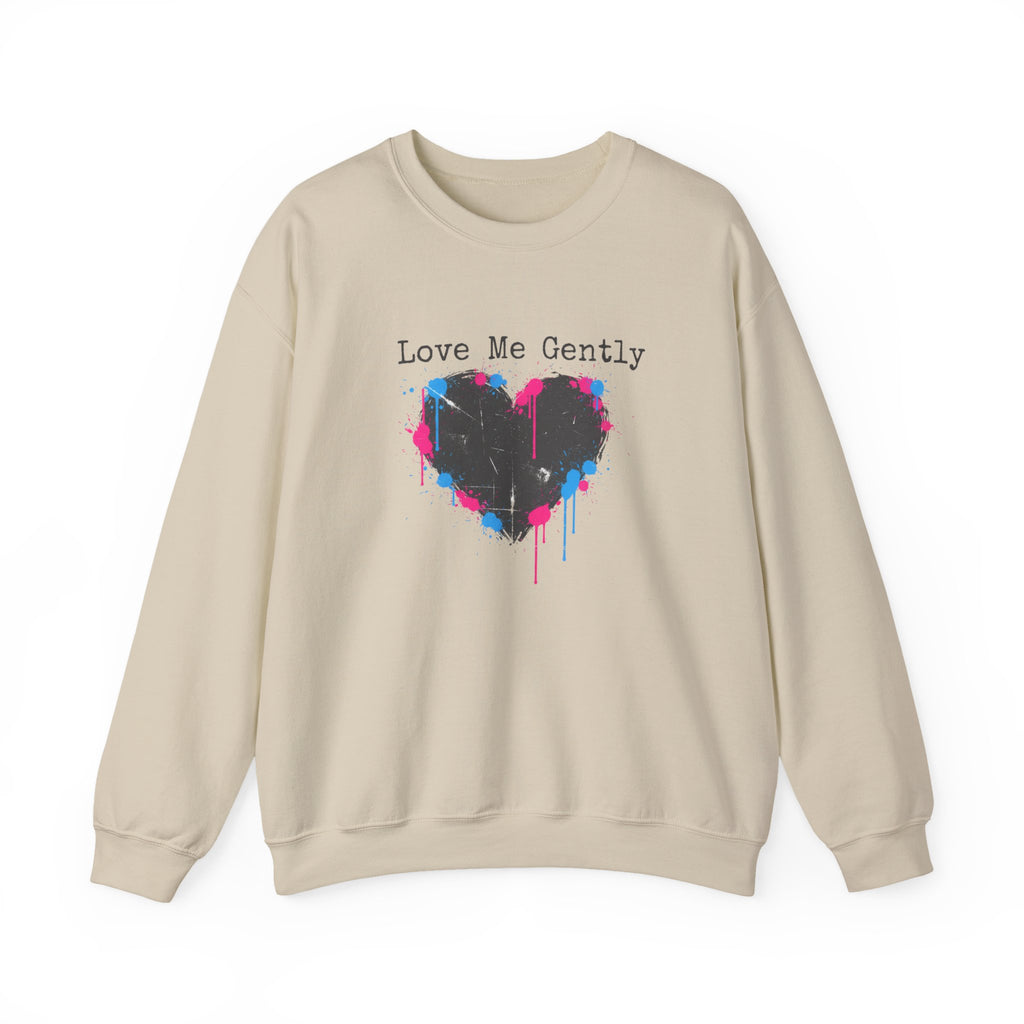Love Me Gently Grunge Heart Sweatshirt | punk heart design, distressed love