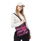 Love You Script Pattern Tote Bag – Pink Graffiti All-Over Print