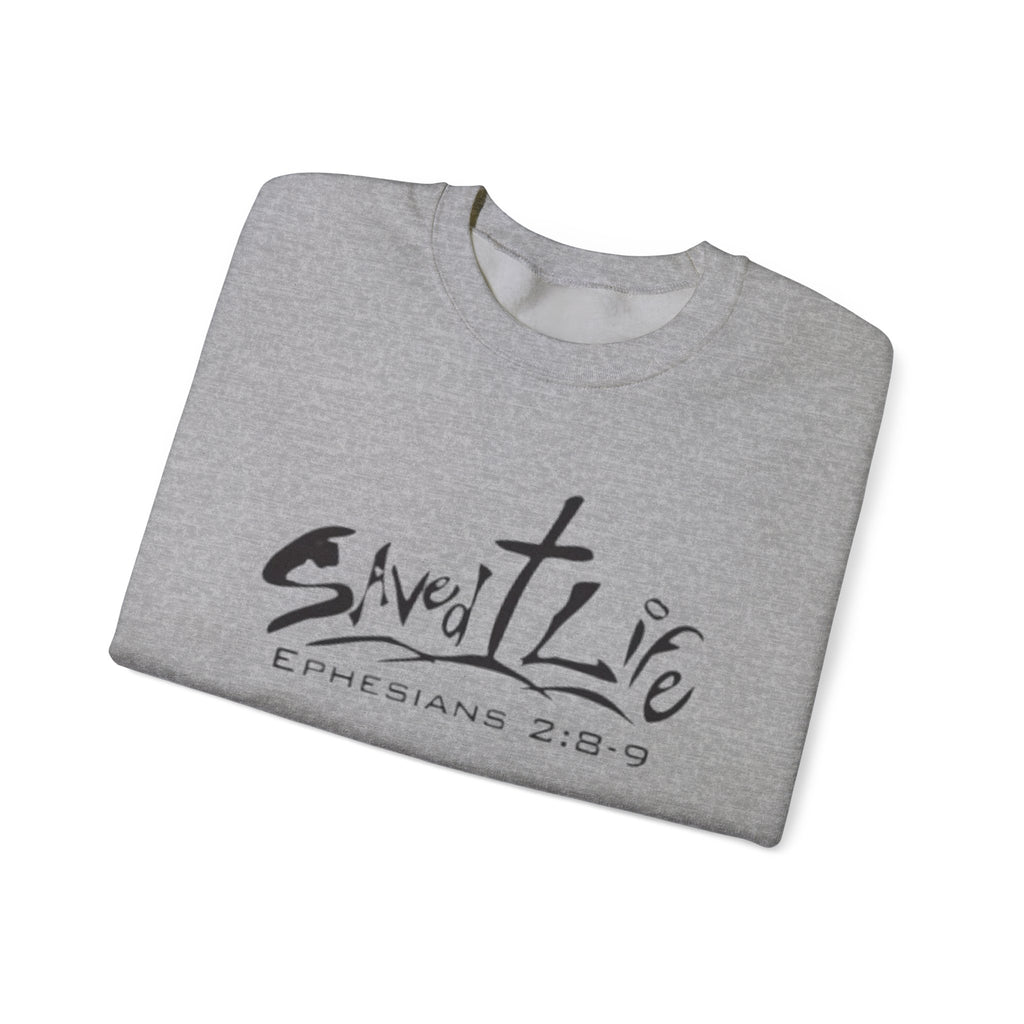 Christian 'Saved Life' Crewneck Sweatshirt — Ephesians 2:8-9 Faith Pullover