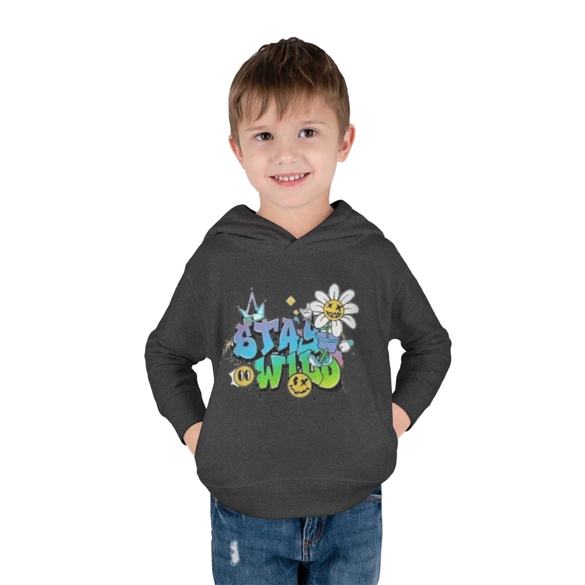 Toddler Hoodie — 'Stay Wild' Graffiti Daisy Pullover