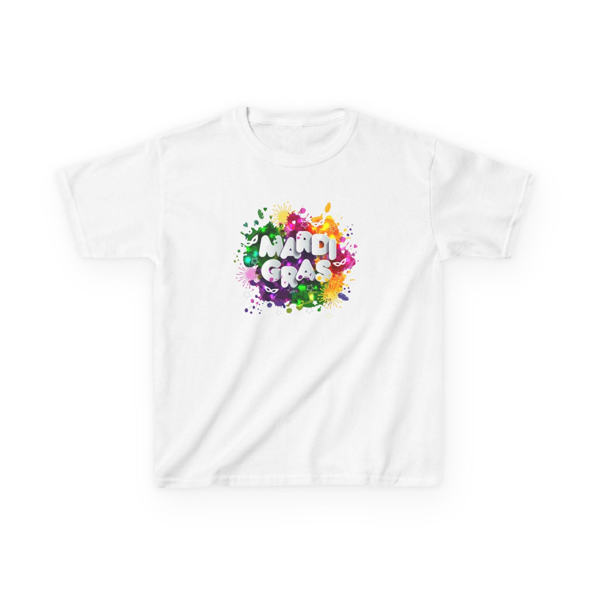 Mardi Gras Kids T‑Shirt — Colorful Paint Splash Design