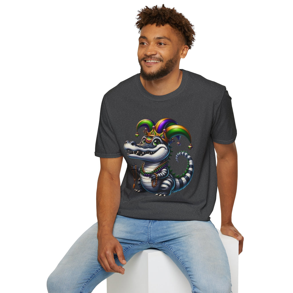 Mardi Gras Jester Alligator T-Shirt — Carnival Croc Graphic Tee