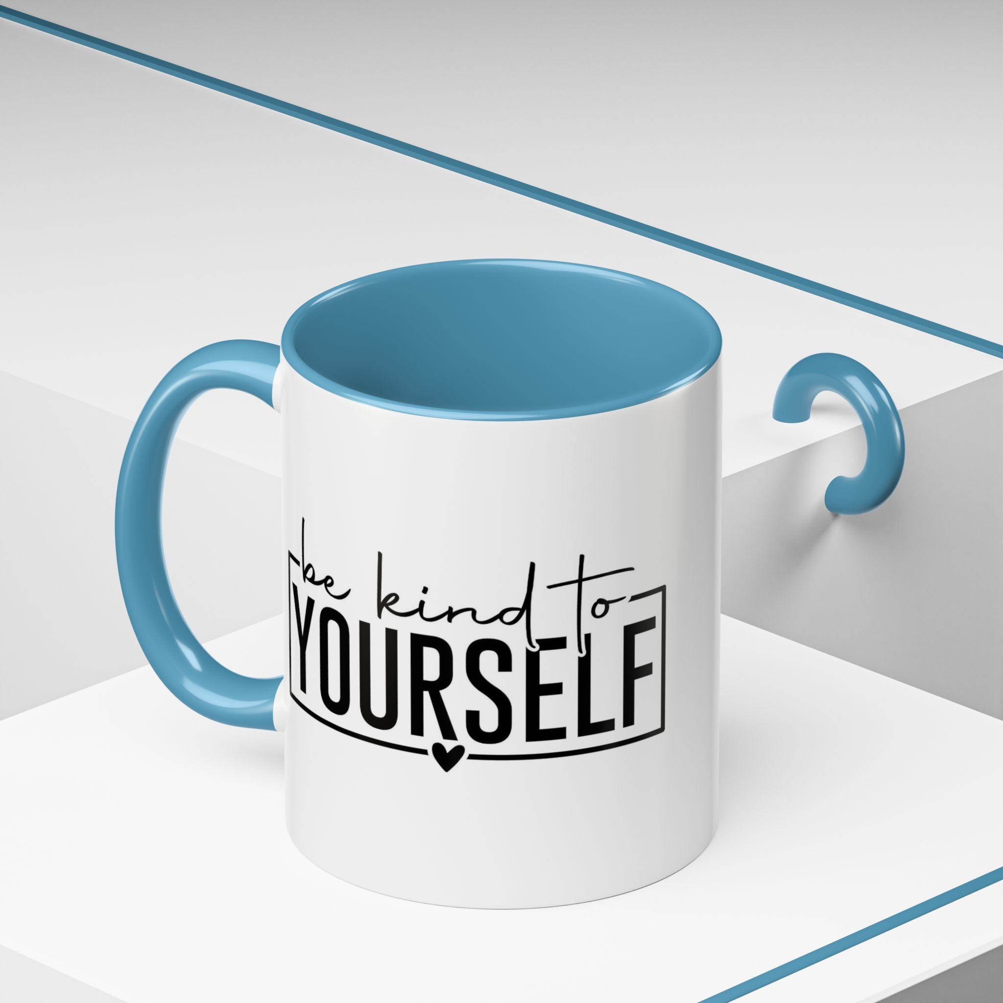 Be Kind To Yourself Accent Coffee Mug — Motivational Self-Care Tea Cup (11/15 oz)