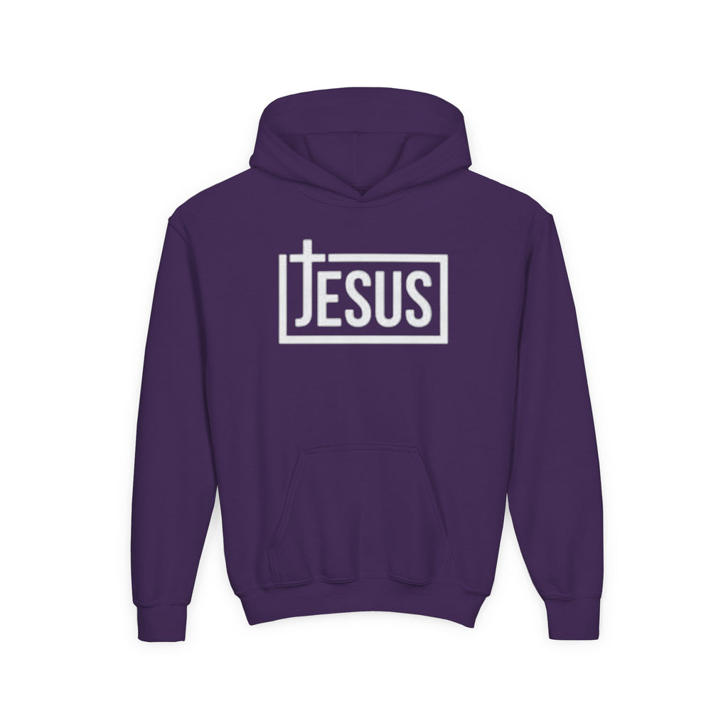 Youth Jesus Hoodie — Christian Faith Pullover with Cross Logo