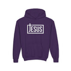Youth Jesus Hoodie — Christian Faith Pullover with Cross Logo