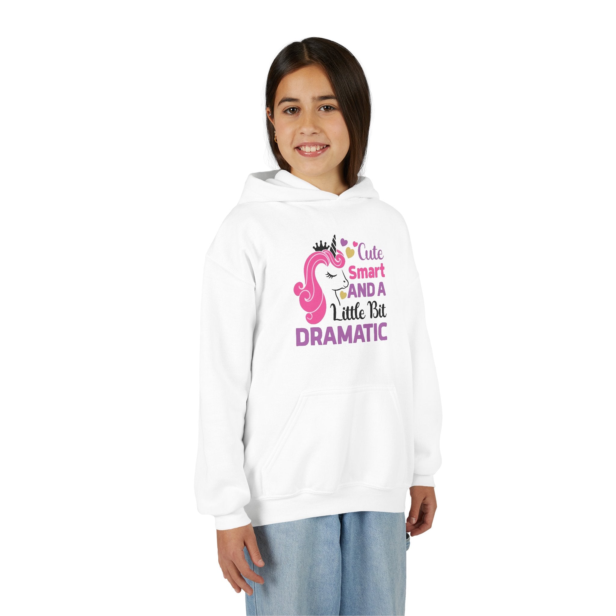 Youth Hoodie - "Cute Smart and a Little Bit Dramatic" Unicorn Pullover
