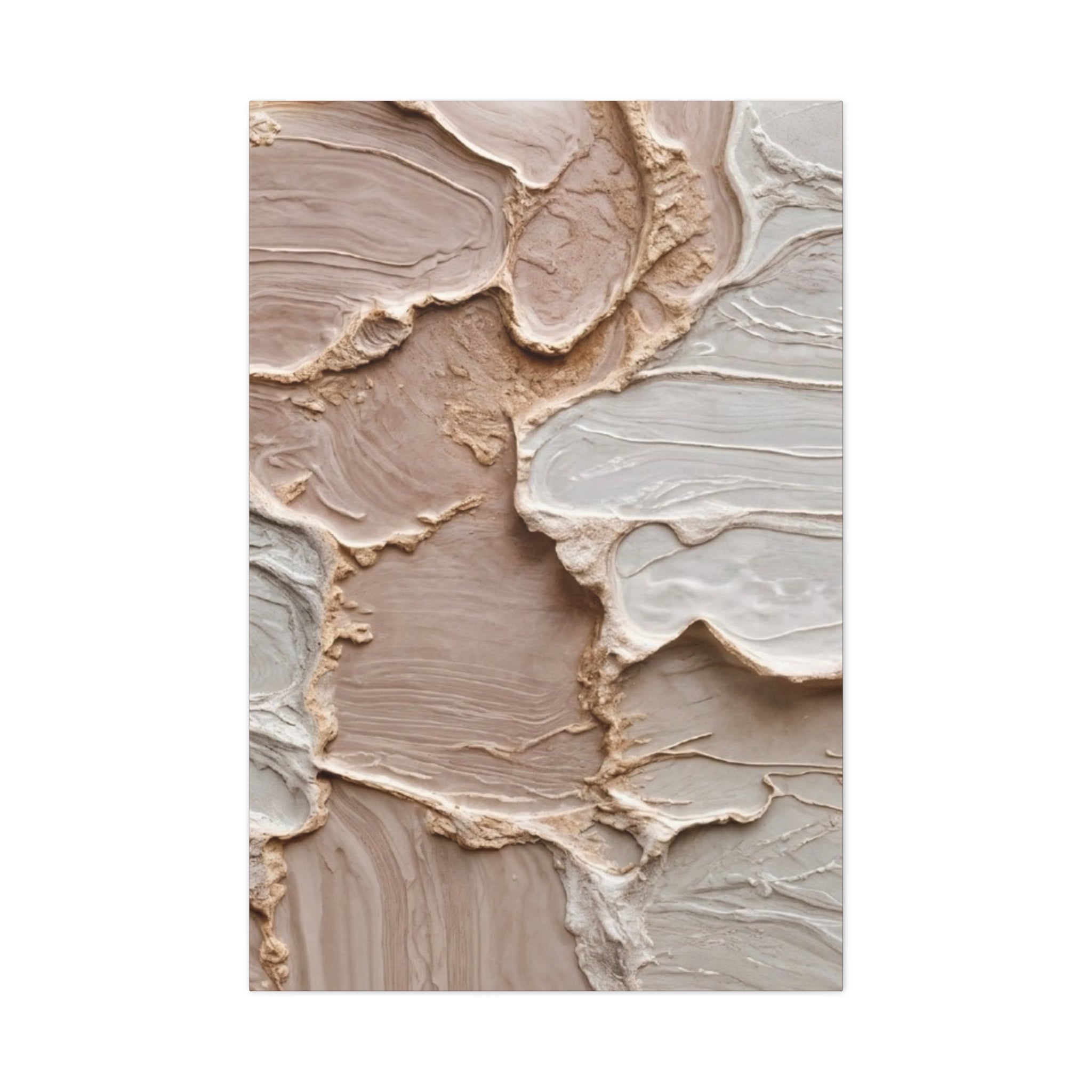 Neutral Textured Abstract Canvas Print — Beige & Cream Wall Art, Matte Stretched 1.25"