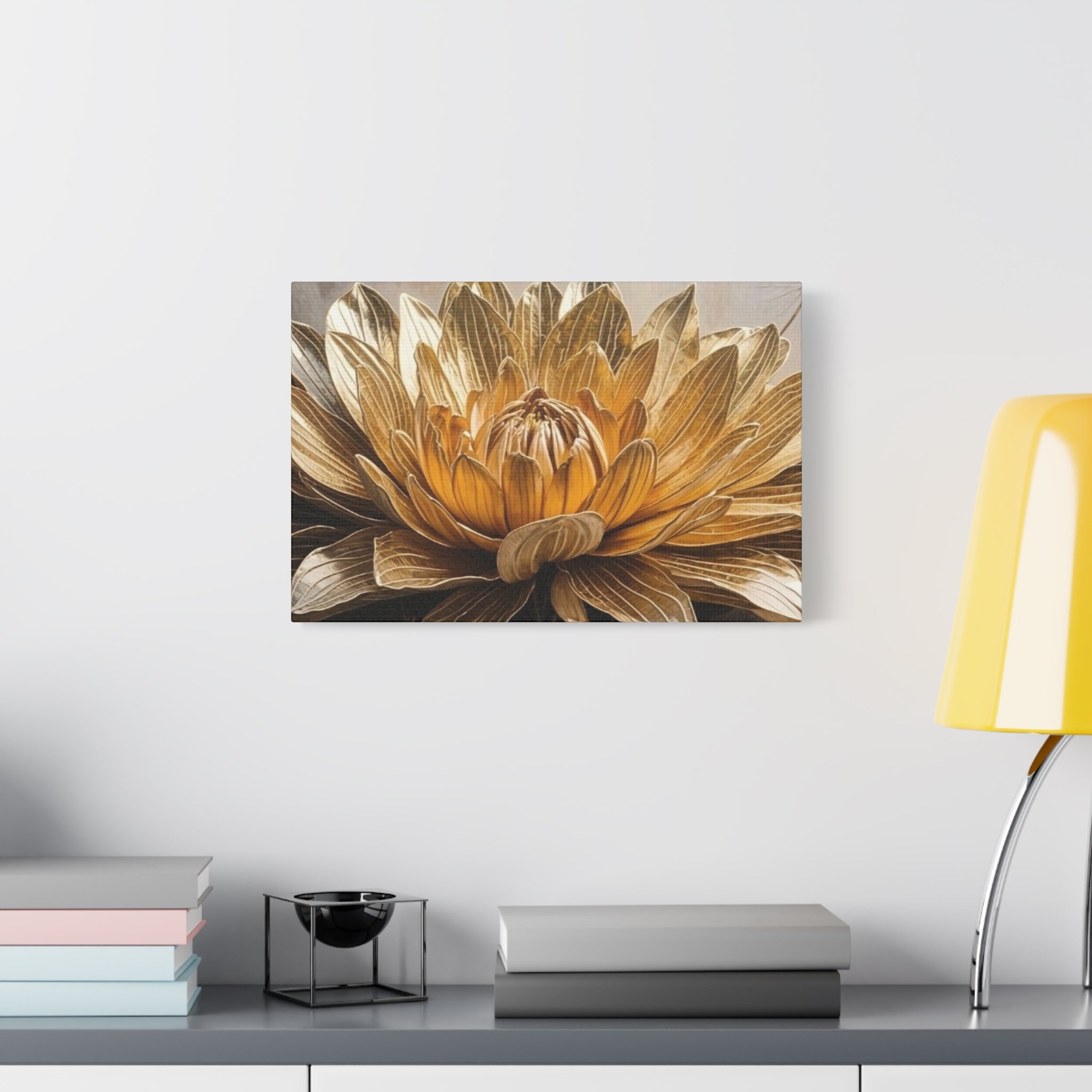 Golden Dahlia Matte Canvas Wall Art — Stretched 1.25"