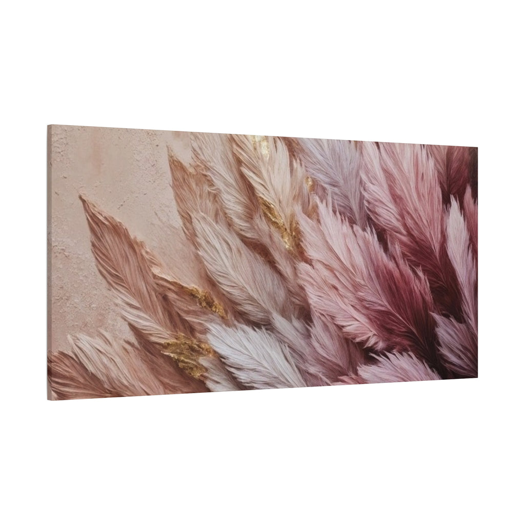 Feathered Pampas Wall Art Canvas — Blush Pink Botanical Decor, Matte Stretched 1.25"