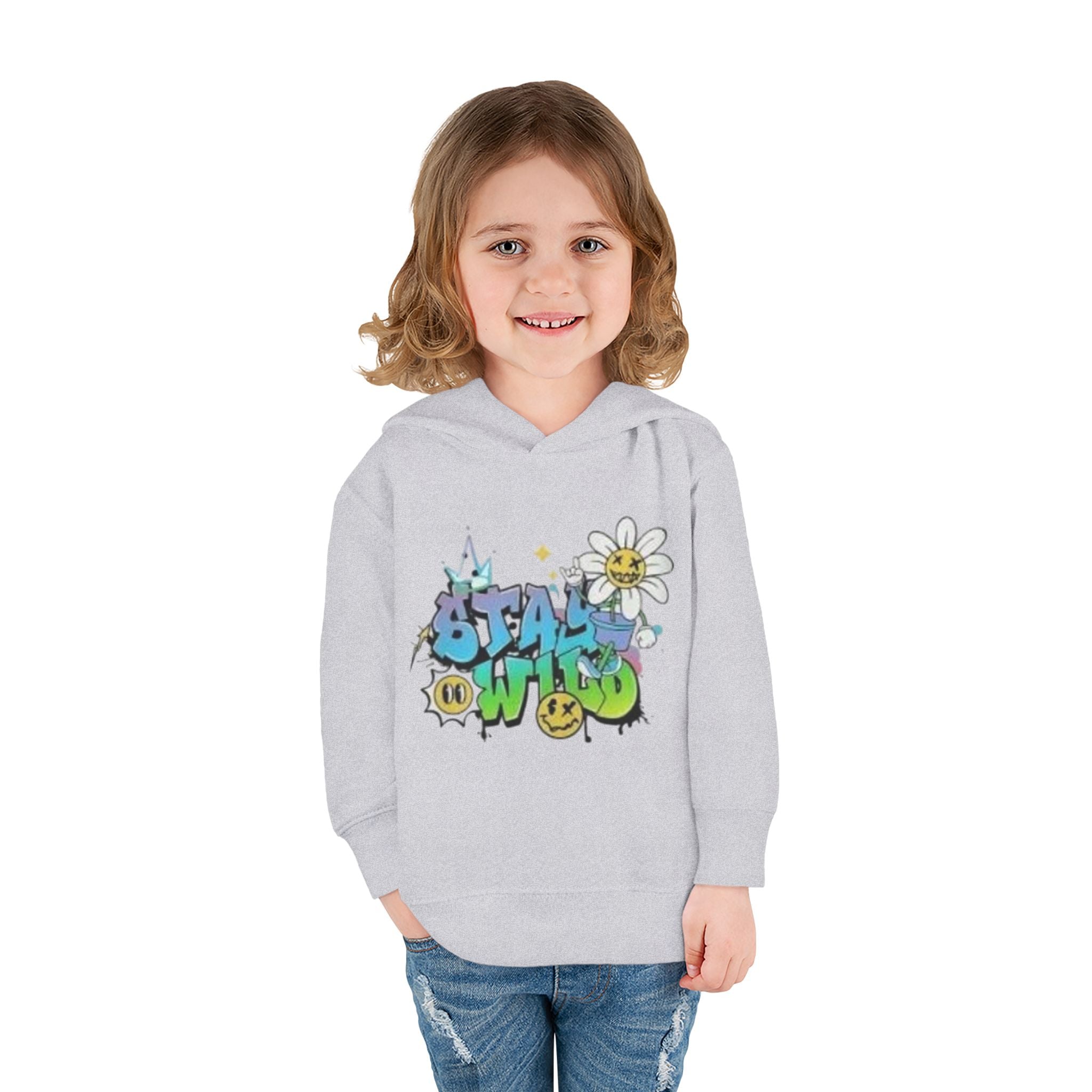 Toddler Hoodie — 'Stay Wild' Graffiti Daisy Pullover