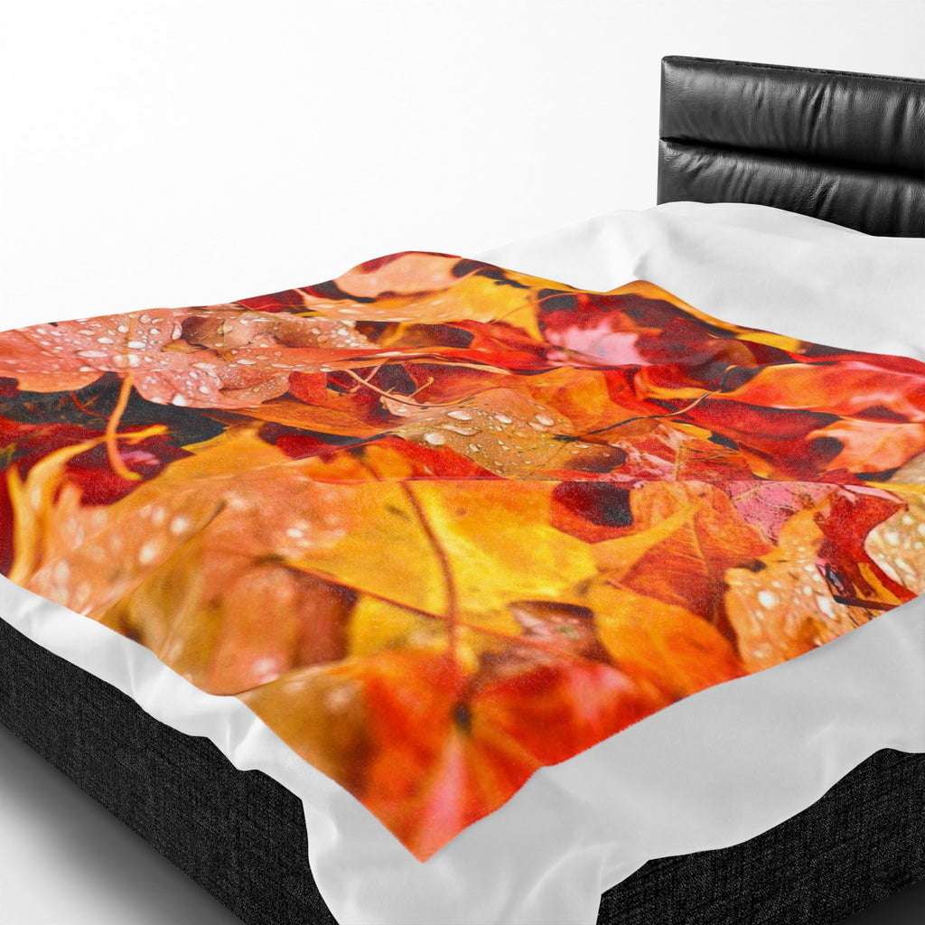 Autumn Fall Leaves Velveteen Plush Blanket