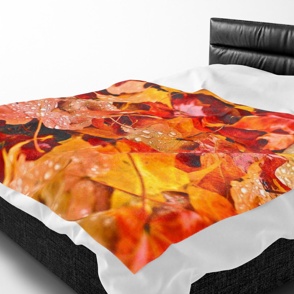 Autumn Fall Leaves Velveteen Plush Blanket