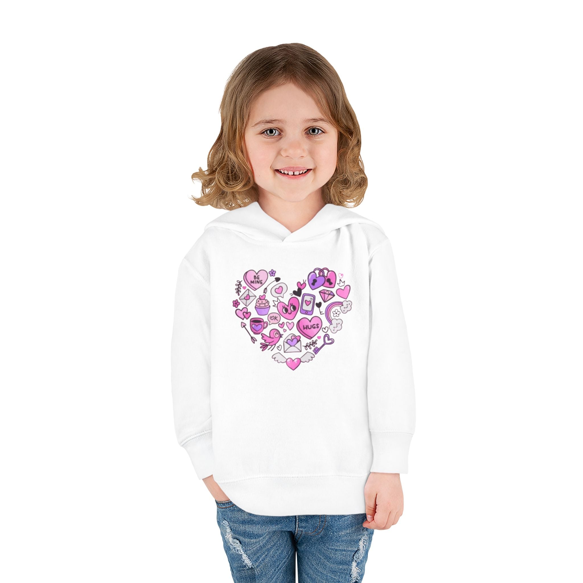 Toddler Heart Doodle Hoodie – Pink Love Icons Pullover