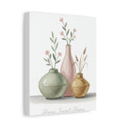 Home Sweet Home Canvas Wall Art — Pastel Vases Still Life Matte Stretched Canvas
