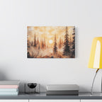Canvas Wall Art - Misty Pine Forest Sunrise Matte Stretched Canvas