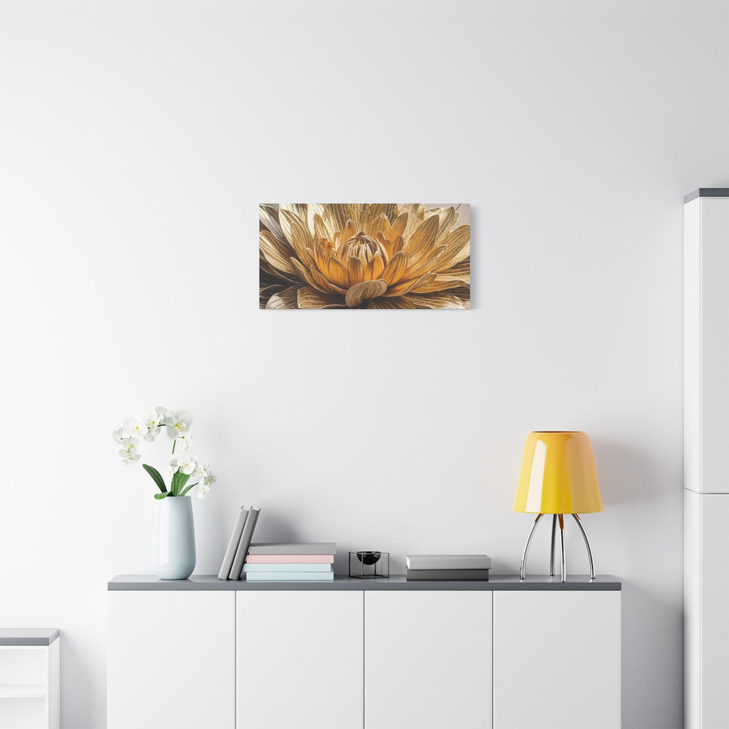 Golden Dahlia Matte Canvas Wall Art — Stretched 1.25"