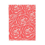 Rose Pattern Plush Blanket — Coral Velveteen Throw
