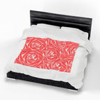 Rose Pattern Plush Blanket — Coral Velveteen Throw