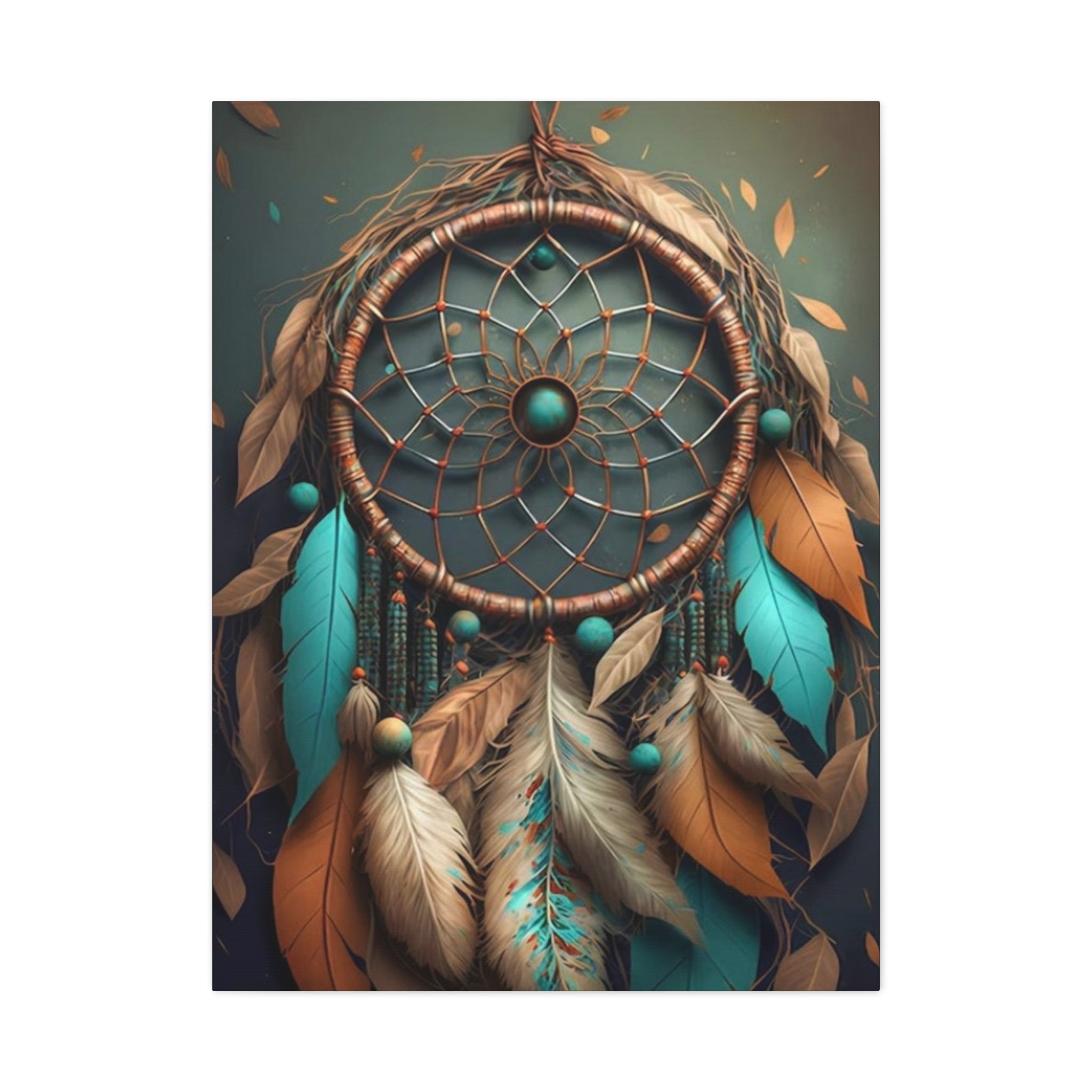 Dreamcatcher Wall Canvas – Boho Feather Art Print