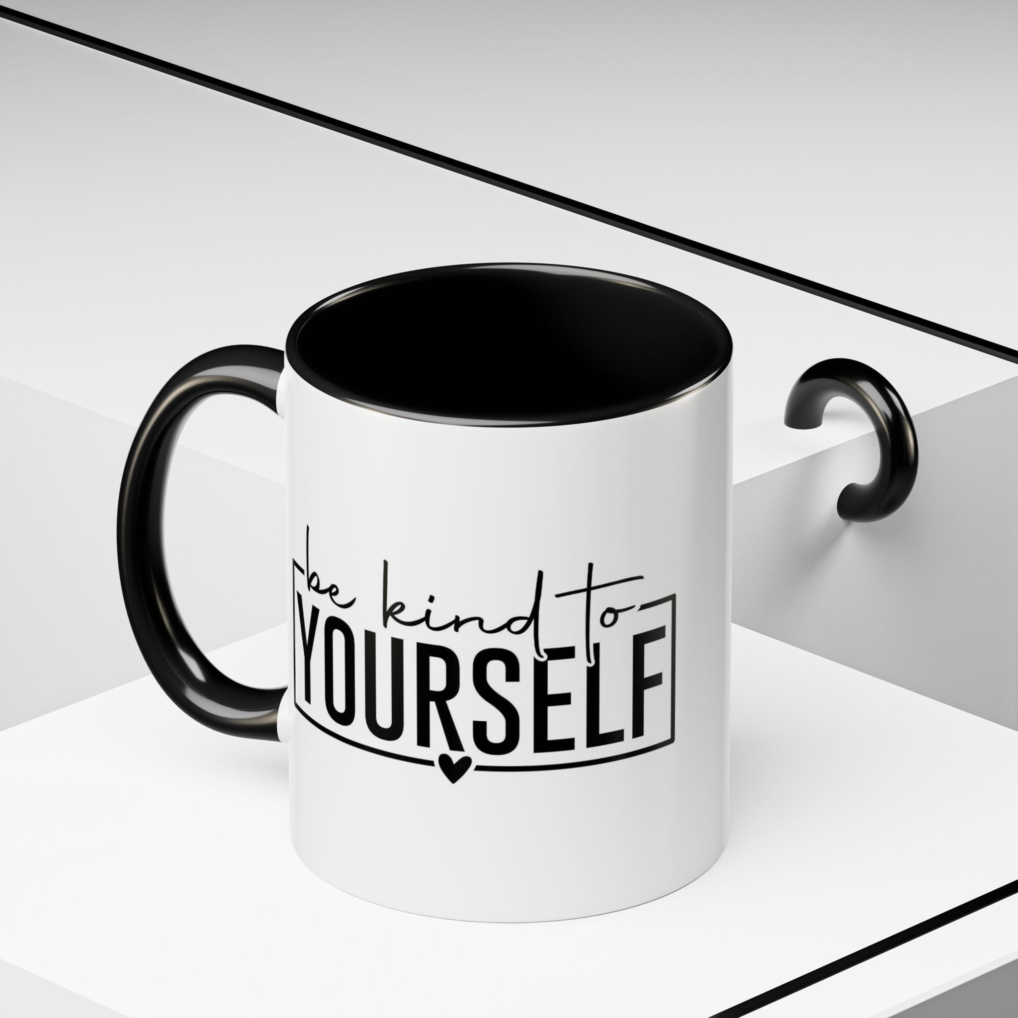 Be Kind To Yourself Accent Coffee Mug — Motivational Self-Care Tea Cup (11/15 oz)
