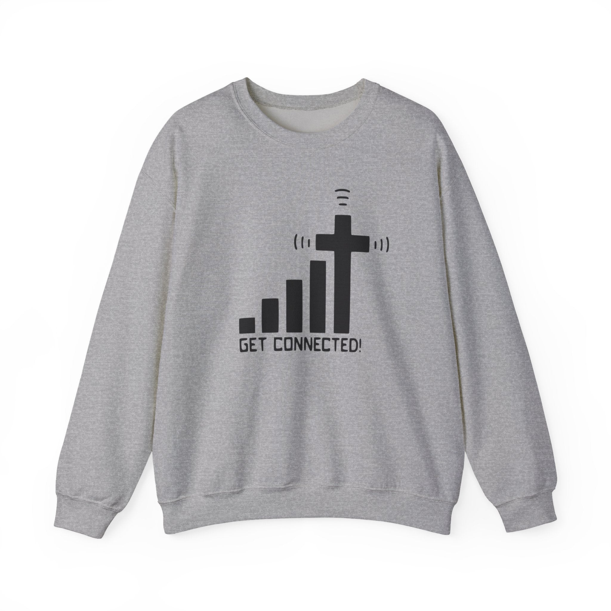 Crewneck Sweatshirt — "Get Connected" Cross Signal Christian Faith Pullover