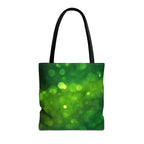 Green Bokeh Tote Bag — Sparkling Nature-Inspired All-Over Print Tote