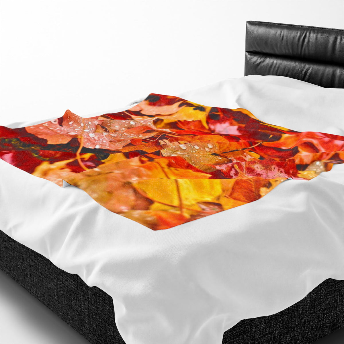 Autumn Fall Leaves Velveteen Plush Blanket