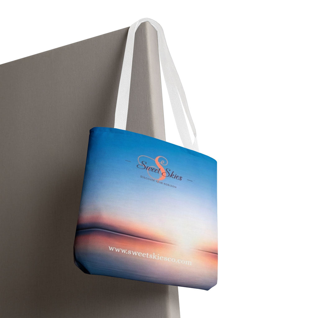 Sunset Beach Tote Bag — Sweet Skies Logo AOP Carryall