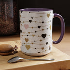 Heart Garland Accent Coffee Mug — Pink & Gold Valentine Ceramic