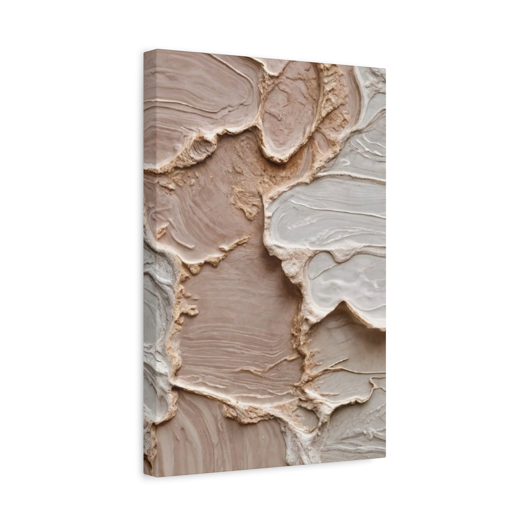 Neutral Textured Abstract Canvas Print — Beige & Cream Wall Art, Matte Stretched 1.25"