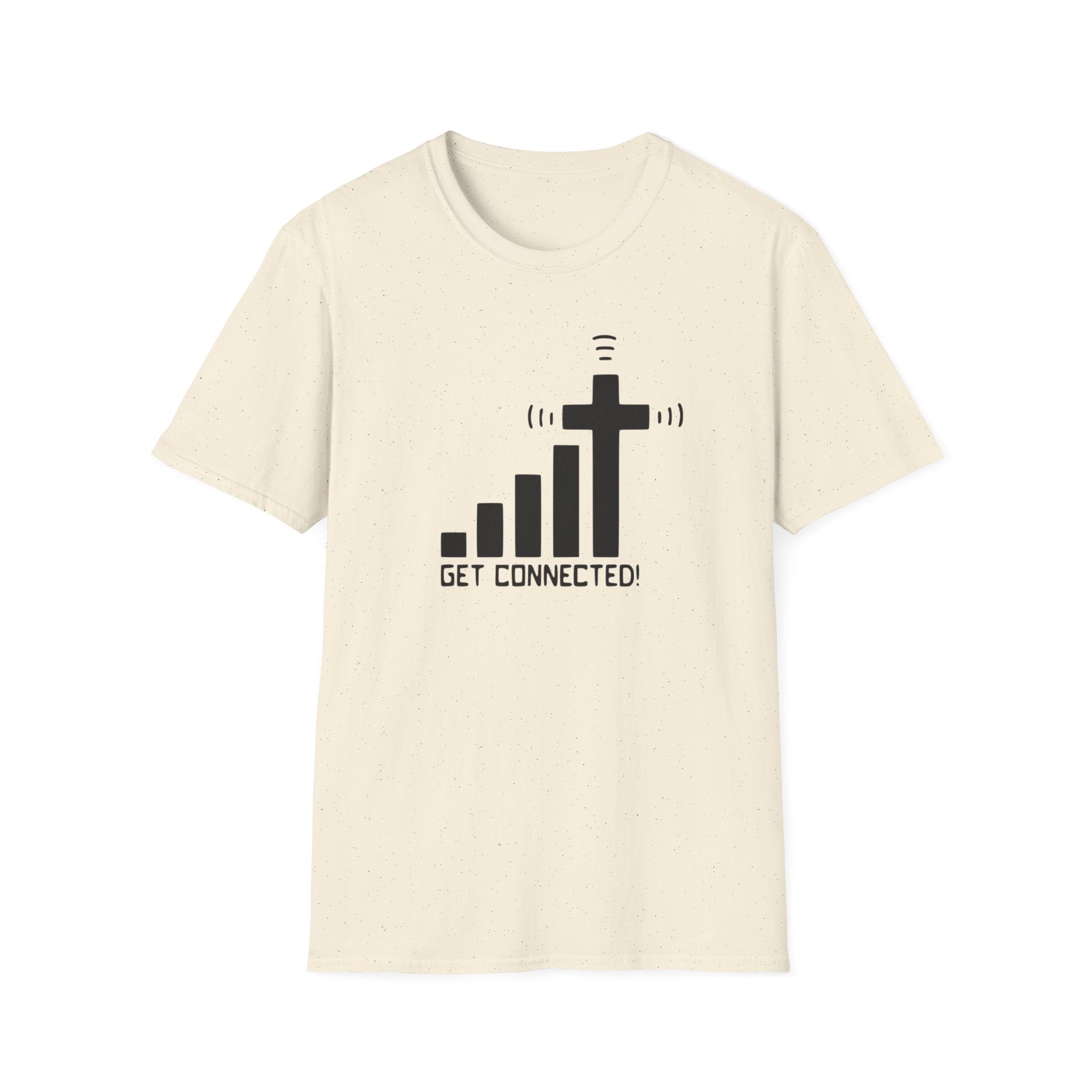 T-Shirt — "Get Connected" Signal Bars Cross Graphic