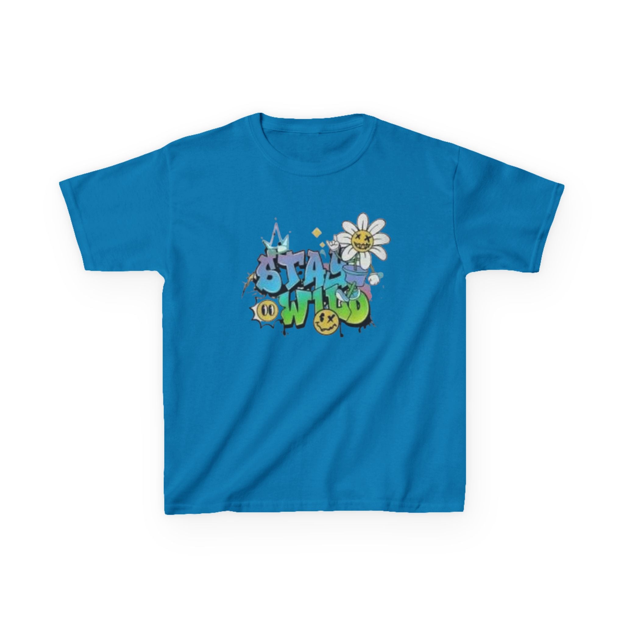 Kids Tee — "Stay Wild" Graffiti Daisy Graphic
