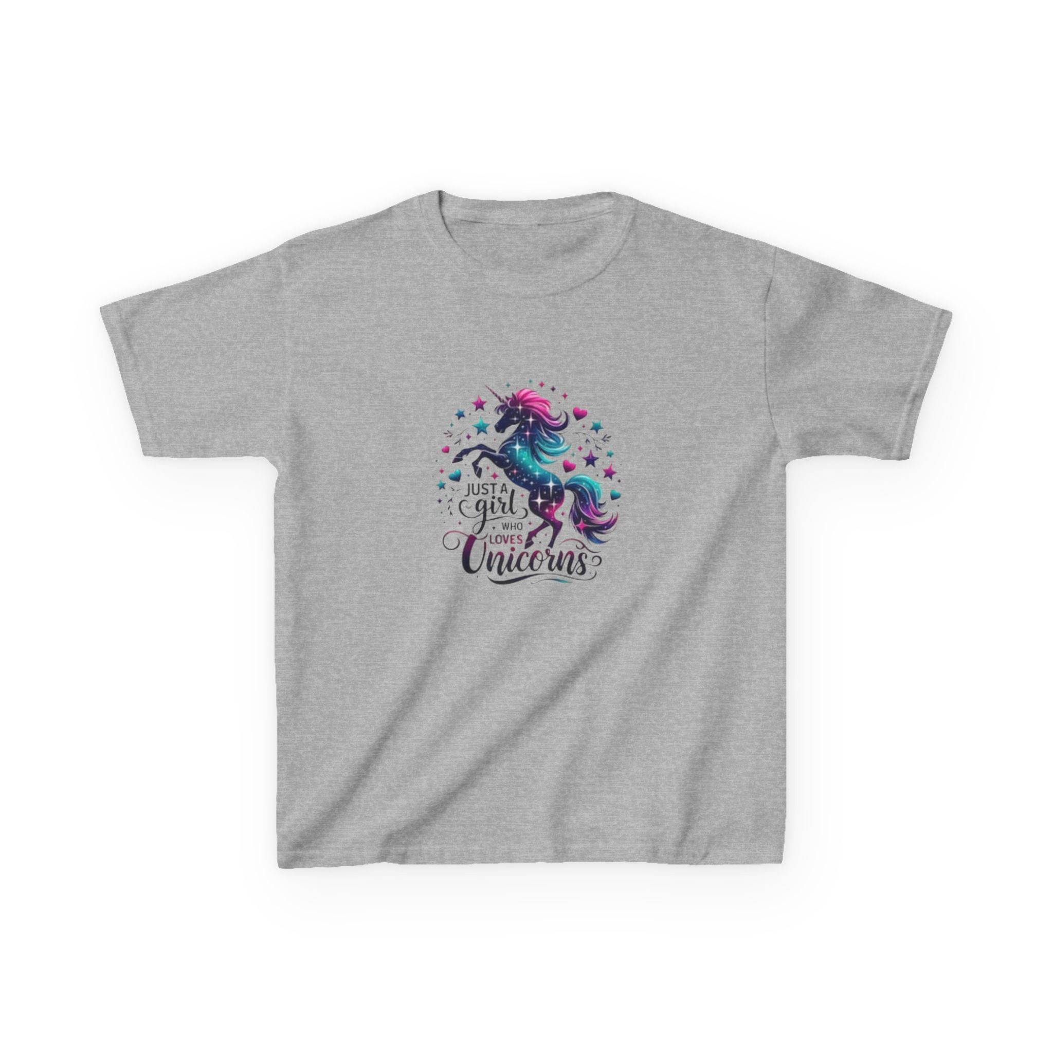 Kids T-Shirt — Colorful Unicorn “Just a Girl Who Loves Unicorns” Graphic Tee