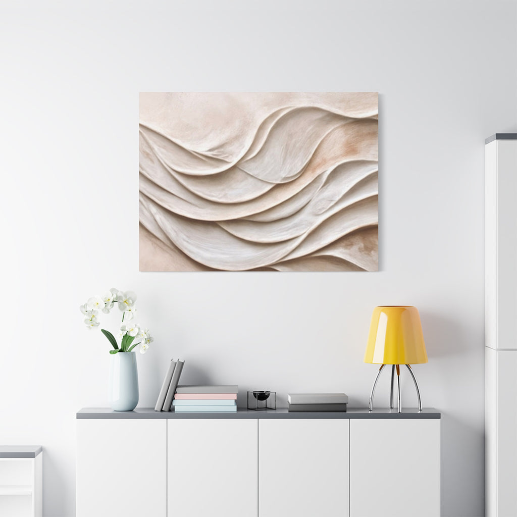 Neutral Abstract Wave Texture Matte Canvas Wall Art
