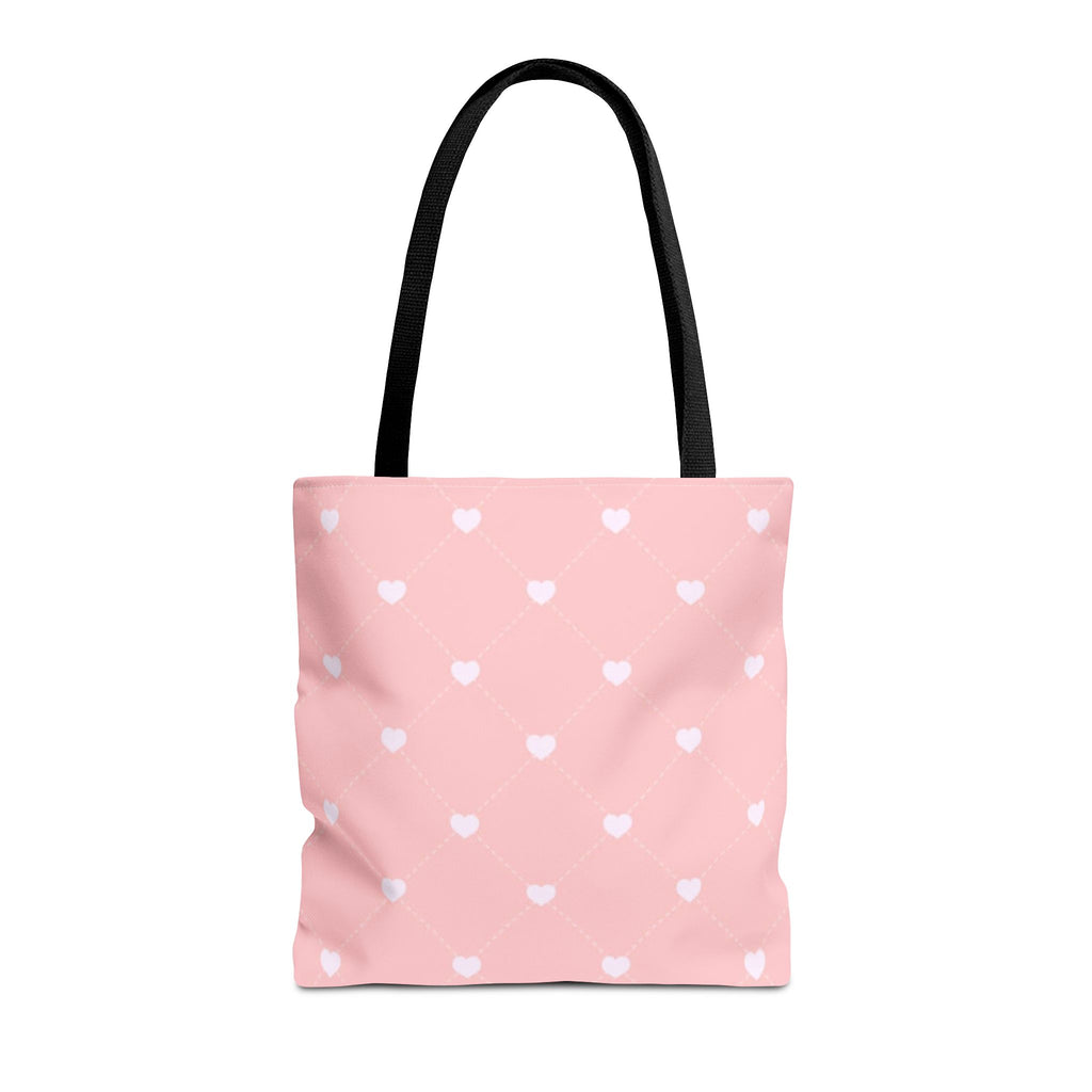 Pink Heart Pattern Tote Bag — Cute Pink AOP Shopper for Everyday Use
